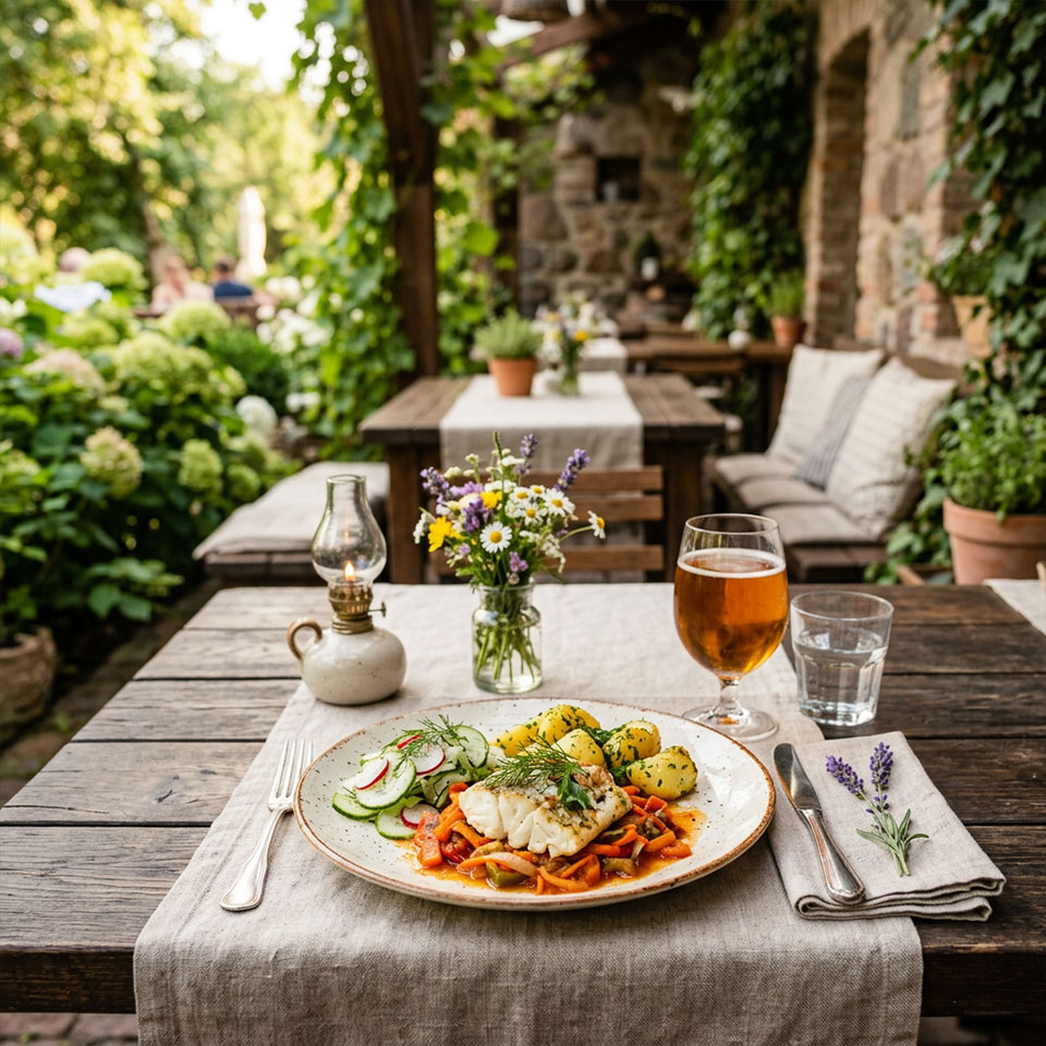 Danie serwowane w restauracji na Kaszubach